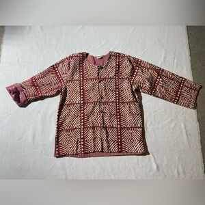 Sambar VINTAGE Artisan Geometric Patterned Contrast Sleeve Quilted Cotton Jacket